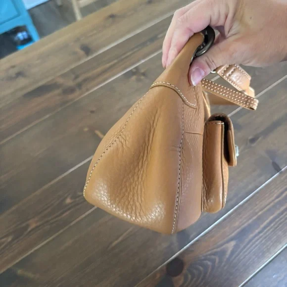 Vintage Fossil Genuine Leather Shoulder Bag Tan Top Grain Leather  Classic Y2K - Picture 13 of 15